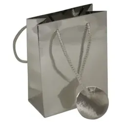 Geschenktragetasche Uni Lack silber 51506 14,5x11,5x6cm