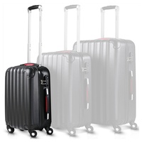 monzana Hartschalen-Trolley, 4 Rollen Rollen, Baseline Handgepäck ABS Hard Case Gehäuse gummierte Rollen schwarz