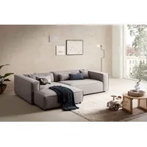 LeGer Home by Lena Gercke Ecksofa PIARA XXL, Big-Sofa, Cord, Leinenoptik o. Strukturstoff, L-Form, wahlweise Ottomane rechts/links, Kedernaht, extra tiefe Sitzfläche grau|silberfarben