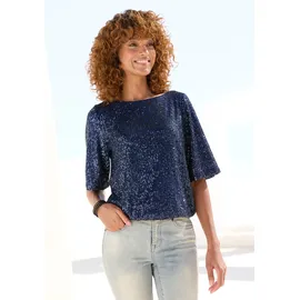 LASCANA Paillettenshirt Dunkelblau S