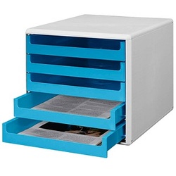 M&M Schubladenbox ocean-blue DIN A4 mit 5 Schubladen