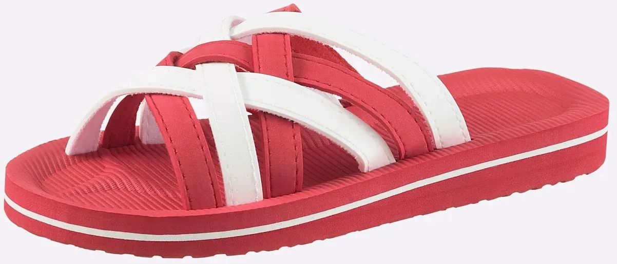 Badepantolette SIEBI`S, Damen, Gr. 39, rot, weiß, Synthetik, Schuhe Pantolette