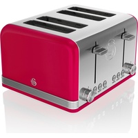 Swan Broodrooster Retro Rood 4 Sneden, Toaster, Rot