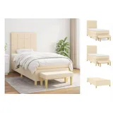 vidaXL Boxspringbett mit Matratze Creme 80x200 cm Stoff