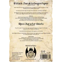 Charakterbogen Papier - Variante 3 (10 Blätter)