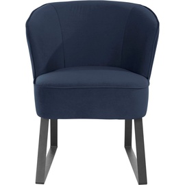 exxpo - sofa fashion Sessel »Americano«, mit Keder und Metallfüßen, Bezug in verschiedenen Qualitäten, 1 Stck., blau