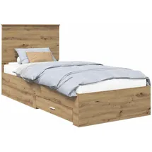 vidaXL Bettrahmen mit Kopfteil Artisan-Eiche 90 x 190 cm Holzwerkstoff