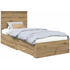 vidaXL Bettrahmen mit Kopfteil Artisan-Eiche 90 x 190 cm Holzwerkstoff