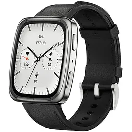 Amazfit Active 2 Square BT 43,32 mm Kunststoffgehäuse weiß Lederarmband schwarz One Size