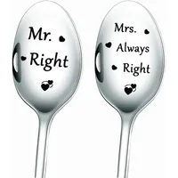 Mr. Right Mrs. Always Right Kaffeelöffel für Verlobung, Paare Geschenke für Hochzeitstag, Weihnachten, Braut, Bräutigam lustige Tee Löffel Geschenk