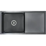 vidaXL Kolumbus links Einbauspüle schwarz 870 x 440 mm Handbetätigung