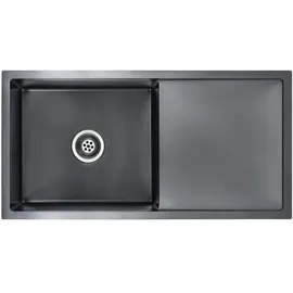 vidaXL Kolumbus links Einbauspüle schwarz 870 x 440 mm Handbetätigung