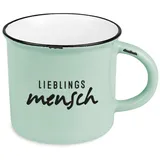 Grafik-Werkstatt Kaffeetasse vintage| Keramik Becher zum verschenken | 400 ml | Lieblingsmensch, Weiß