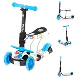 Lorelli Kinderroller Laufrad 2 in 1 Smart PolyurethanRäder leuchten klappbar verstellbar hellblau - Hellblau