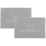 Sansibar Badematte 2er Set 50x80 cm – Badvorleger, Badteppich aus Reiner Baumwolle – Oeko-TEX, rutschfest und waschbar – Sylt-Design - Silber