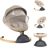 KIKKABOO Babywippe Ashlee elektrisch Schaukelfunktion Moskitonetz Fernbedienung beige