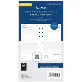 Filofax Kalender Personal 1 Tag pro Seite Weiß 2026