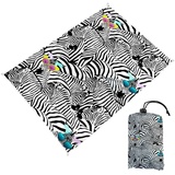 FANSU Strandmatte Outdoor, Picknickdecke Wasserdicht, Picknickdecke 200x210, Stranddecke Sandfrei, Waschbare Stranddecke für Strand, Camping, Picknick, Outdoor (200 * 210cm,Zebra)