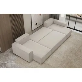 venasi Eckcouch U-Form mit Schlaffunktion und Bettkasten 3-Sitzer Beige