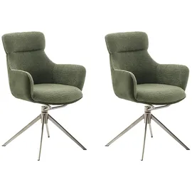 MCA Furniture MCA Pelion 4 Fuß Stuhl mit Armlehnen Edelstahl/Stoffbezug 360° drehbar - Silber