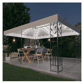 vidaXL Pavillon 3 x 4 m weiß inkl. Doppeldach & LED-Lichterkette