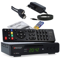 RED OPTICUM SBOX Plus mit PVR Aufnahmefunktion + HDMI Kabel SAT-Receiver (PVR, HDMI, SCART, USB, Coaxial - Timeshift & Unicable tauglich) schwarz