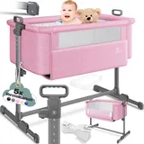 Kesser KESSER® Zustellbett Hubi 3in1 Baby Beistellbett Reisebett Babybett mit weich Matratze, mit Rollen Kinderbett, 5-fach Höhenverstellung, Faltbare Seitenwand für zu Hause und unterwegs