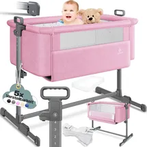 Kesser KESSER® Zustellbett Hubi 3in1 Baby Beistellbett Reisebett Babybett mit weich Matratze, mit Rollen Kinderbett, 5-fach Höhenverstellung, Faltbare Seitenwand für zu Hause und unterwegs