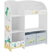 [en.casa] Kinderregal Lysekil 100x93x30 cm, mit Dinosaurier Motiv
