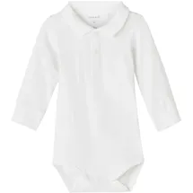 NAME IT Langarmbody NAME IT "NBMHOLGER LS POLO BODY NOOS", Mädchen, Gr. 56, N-Gr, weiß (hellweiß), Jersey, Obermaterial: 95% Baumwolle, 5% Elasthan, unifarben, regular fit, Bodys