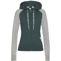 Bench. Loungewear Kapuzensweatjacke Damen dunkelgrün-hellgrau Gr.32/34