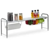 Relaxdays Küchen-Organizer weiß, silber 94,0 x 23,0 x 32,0 cm