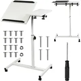 Maclean Brackets Mobiler Laptop-Tisch | Höhenverstellbar 59-89cm max. 30kg MC-121 W Weiß