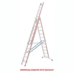 Mehrzweckleiter Hymer dreiteilig Strangpress 3x14 Sprossen erhöhte Rutschfestigkeit durch Riffelung der Trittfläche
