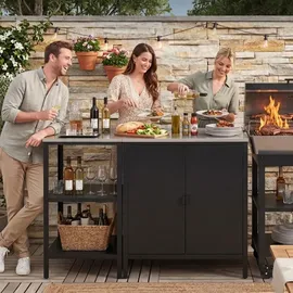 casa.pro Outdoorset Bolognano Standregal und Schrank Schwarz, matt
