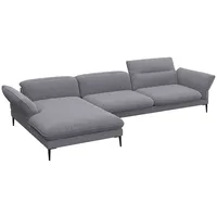 FLEXLUX Ecksofa Salino, Funktionssofa mit Recamiere, Relaxsofa, Ecksofa, Sofa mit Arm- und Kopfteil-Verstellungen, Kaltschaum & Stahl-Wellen grau