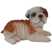 FD Dekofigur Bulldogge liegend 19 x 12 x 10,5 cm braun weiß