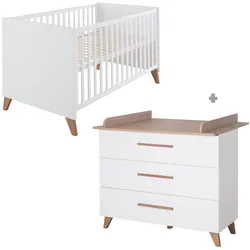 roba »Ole« Kinderzimmerset Bett und Wickelkommode - 76x142x82cm - weiß - Holz / Holz