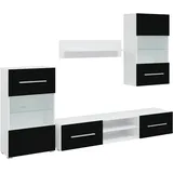 vidaXL Fünfteilige Wohnwand TV-Schrank mit LED-Beleuchtung Schwarz