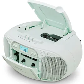 Medion E66476 Stereo Sound System (Boombox, CD-Player, MP3, Kassette, tragbarer Kassettenspieler für Kinder, UKW Radio, AUX, Kopfhörer, Netz & Batterie) grün