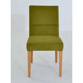 K+W Komfort & Wohnen "GOBY", grün (olive, wildeiche natur), B:49cm T:66cm, Stühle, 4-Fuß-Holzstuhl in Wildeiche geölt, mit hochwertiger Polsterung