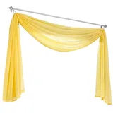 Ricemru Extra Lang Querbehang Freihanddeko Gelb Vorhangschal Transparentem Voile Querbehang Gardine Schals Hochzeit Bogen Dekoration Wohnzimmer Schlafzimmer,140x600cm