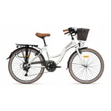 LUCHS Cityrad Feline Damenfahrrad 28 Zoll – Cityfahrrad Hollandrad – Damen Rad Ekru, 21 Gang Shimano, Kettenschaltung, 21 Gang SHIMANO, Frontkorb – Citybike für Alltag & Freizeit