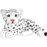 Brubaker Leopard Kuscheltier - 30 cm Stofftier - Baby Plüschtier Raubkatze Liegend - Kinder Plüsch Spielzeug Weiß