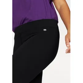 KangaROOS Leggings KANGAROOS, Damen, Gr. 48, N-Gr, schwarz (schwarz, lila), Single Jersey, Obermaterial: 95% Baumwolle, 5% Elasthan, bedruckt, eng knöchellang, Hosen Leggings, Große Größen