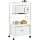 SoBuy Frg12-w Küchenwagen Mit 3 Ablagen Und 2 Türen Küchenschrank Rollschrank Mikrowellenschrank Weiß Bht Ca: 60x115x40cm - Sobuy