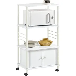 SoBuy Frg12-w Küchenwagen Mit 3 Ablagen Und 2 Türen Küchenschrank Rollschrank Mikrowellenschrank Weiß Bht Ca: 60x115x40cm - Sobuy