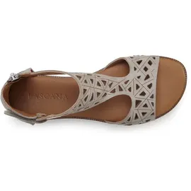 LASCANA Sandale Sandalette, Sommerschuh aus hochwertigem Leder mit Cut-Outs, grau