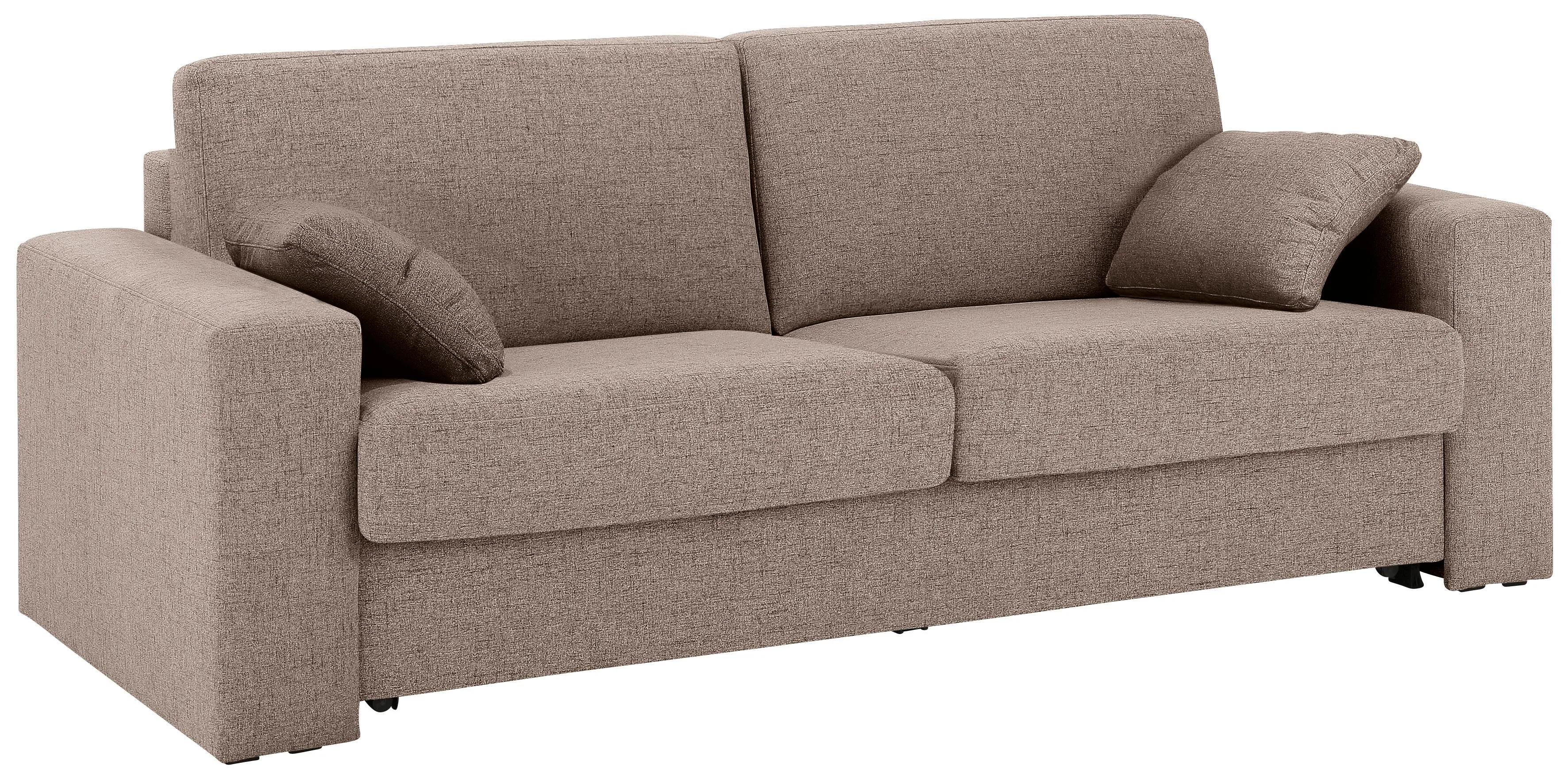 Home affaire Schlafsofa »Roma Matratzenhöhe 14 cm«, Dauerschlaffunktion, mit Unterfederung, Lattenrost, Matratze Home affaire cappuccino