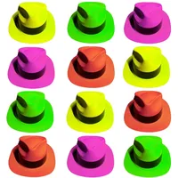 Chroma Hats® 12 Fluoreszierende Hüte mit Neon-Effekten | Kostüm für 80er Jahre, Disco Partys | Accessoires für Fluo Partys Erwachsene, Silvester, JGA | 100% Fun | OriginalCup®